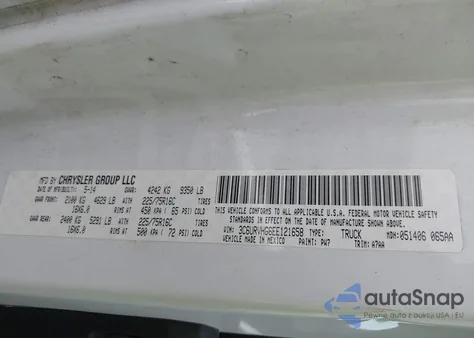 2014 Ram Promaster 3500 High Roof z USA, uszkodzony, nr VIN 3C6URVHG6EE121658